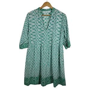 House of Pom Womens Floral Mini‎ Dress in Green Sz XS Sheer Lightweight Boho